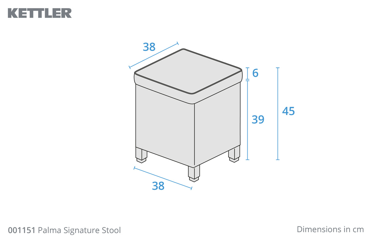 Kettler Palma Signature Stool - White Wash with Grey Taupe Seat Pad - Mill Race Garden Centre