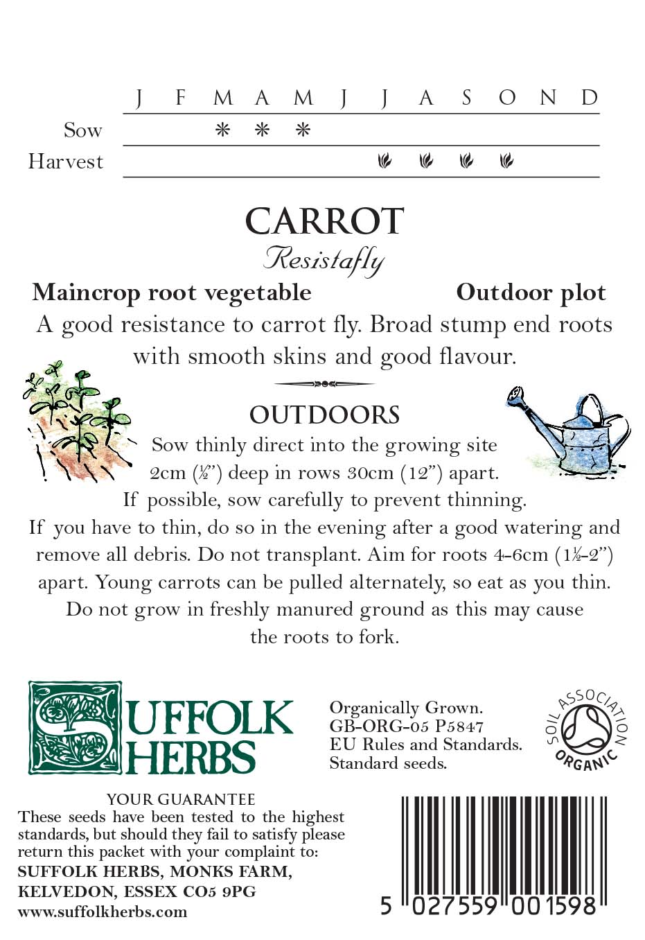 Fly Resistant Organic Carrot Seeds - Mill Race Garden Centre