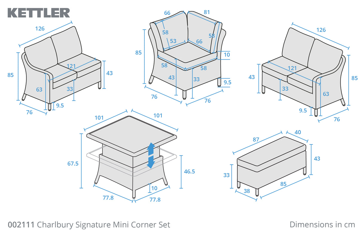 Kettler Charlbury Signature Casual Dining Mini Corner Set - Mill Race Garden Centre