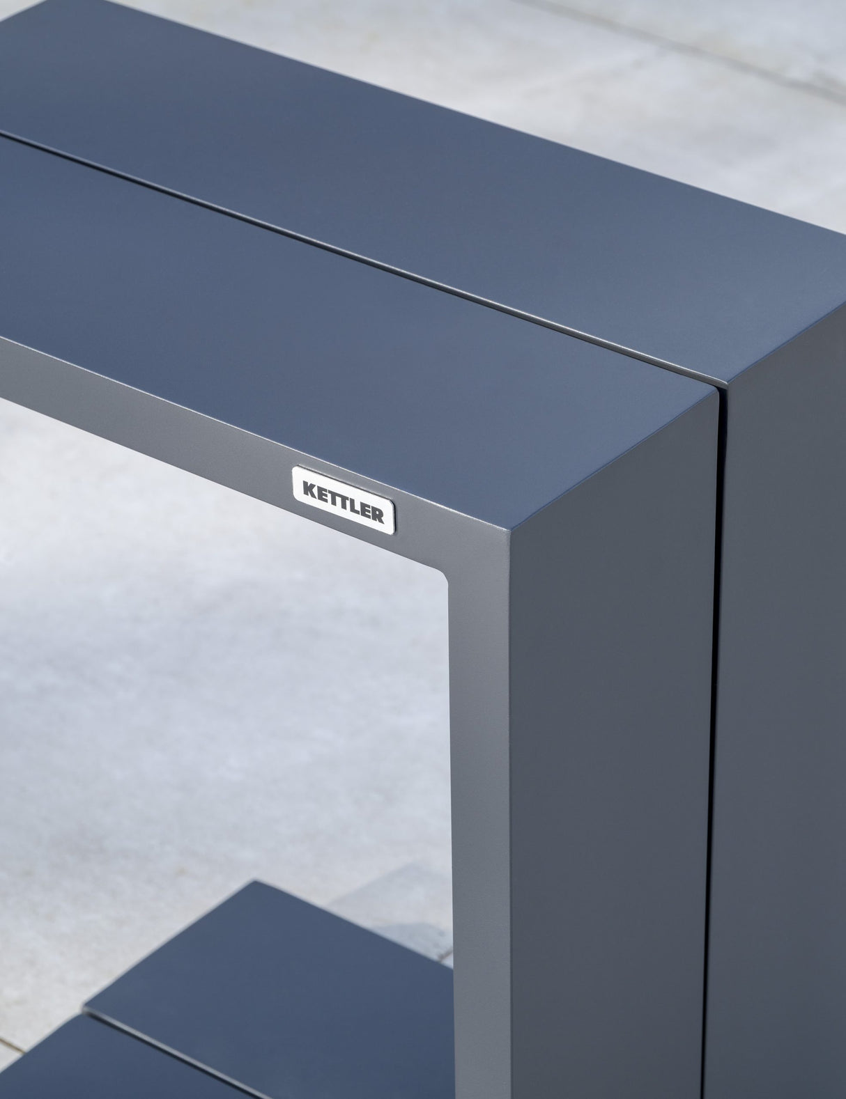 Kettler Elba grey metal side table with sleek, modern design, perfect for outdoor or indoor living spaces.