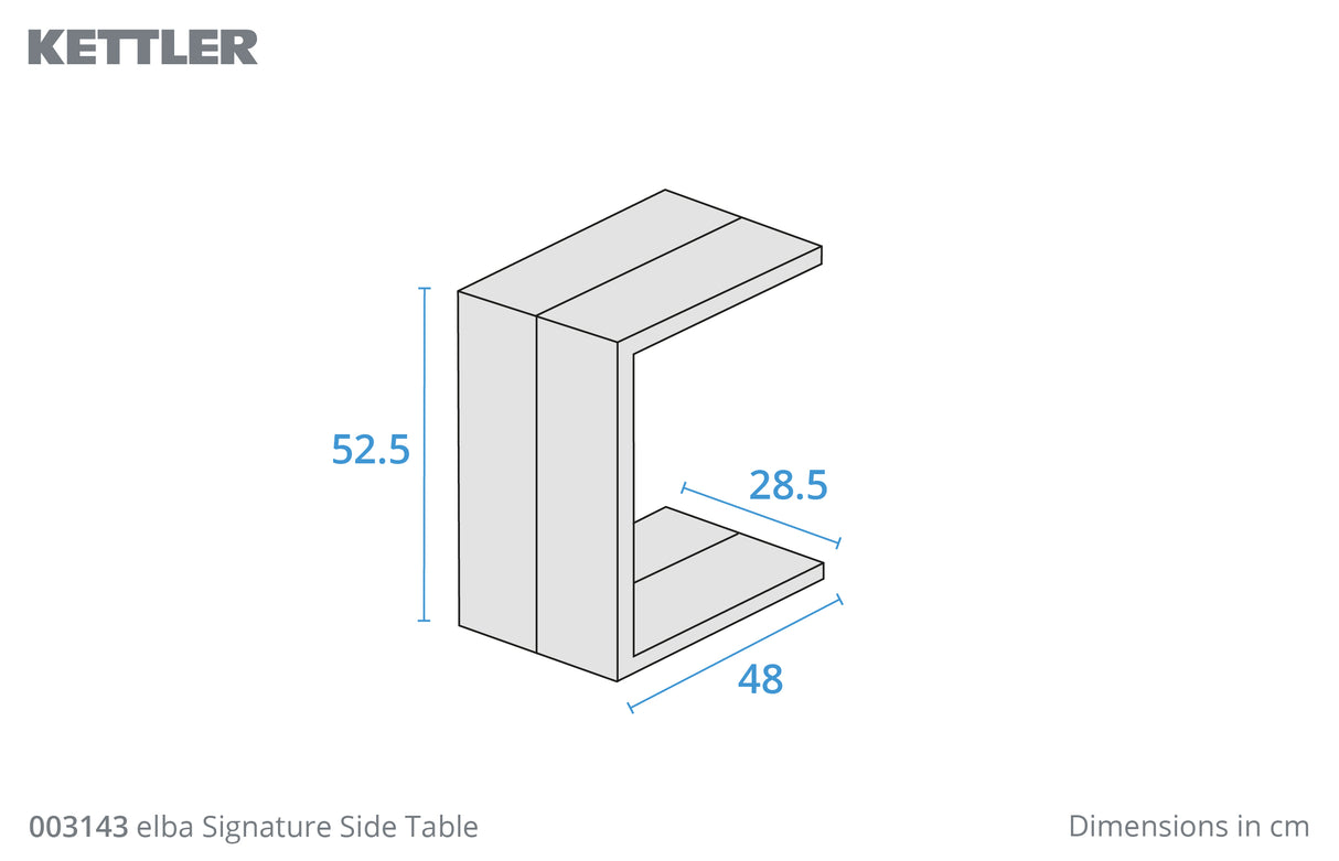 Kettler Elba grey metal side table with sleek modern design, perfect for living room or patio furniture.