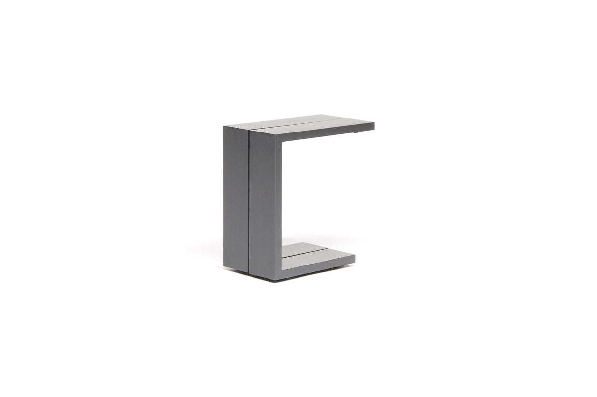 Kettler Elba grey metal side table with a sleek, modern design, featuring a sturdy frame and smooth surface.