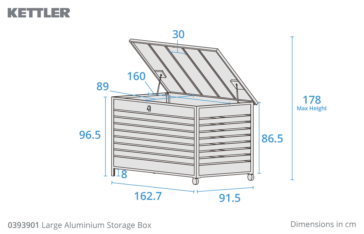 Kettler Aluminium Storage Box Large - Mill Race Garden Centre