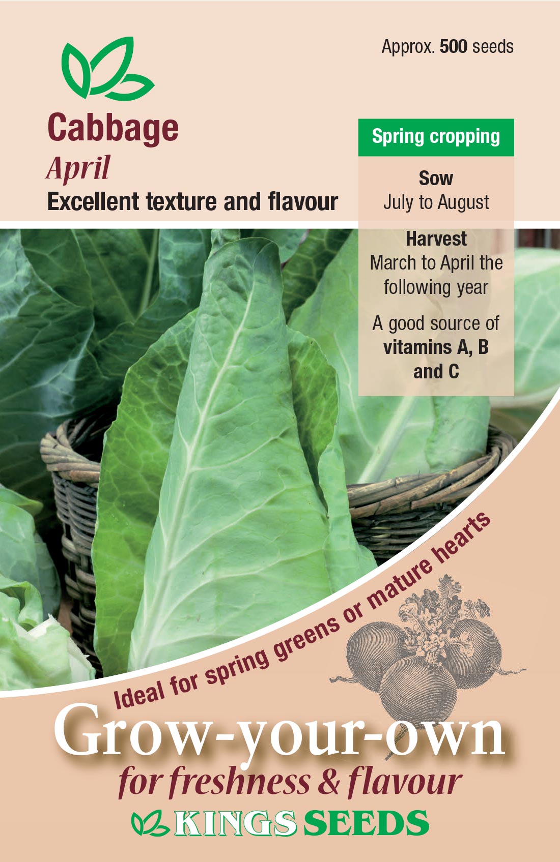 Cabbage April by Kings Seeds - Mill Race Garden Centre