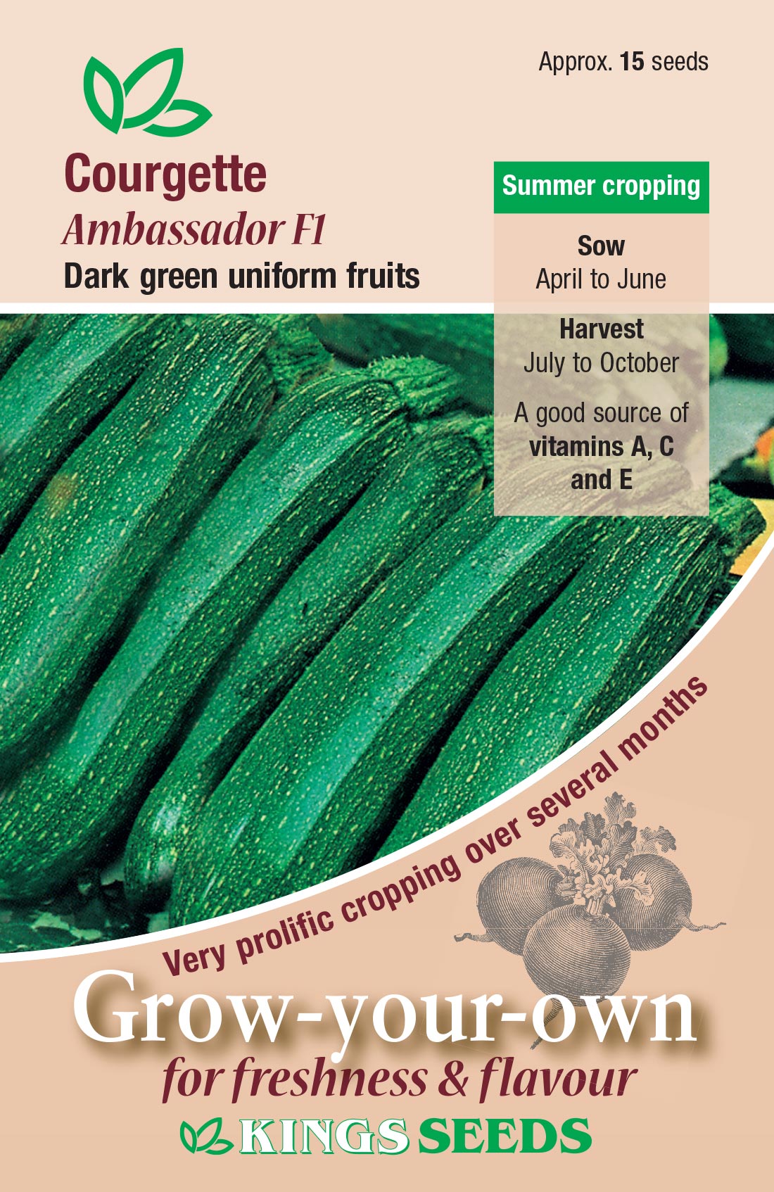 Courgette Ambassador F1 by Kings Seeds - Mill Race Garden Centre