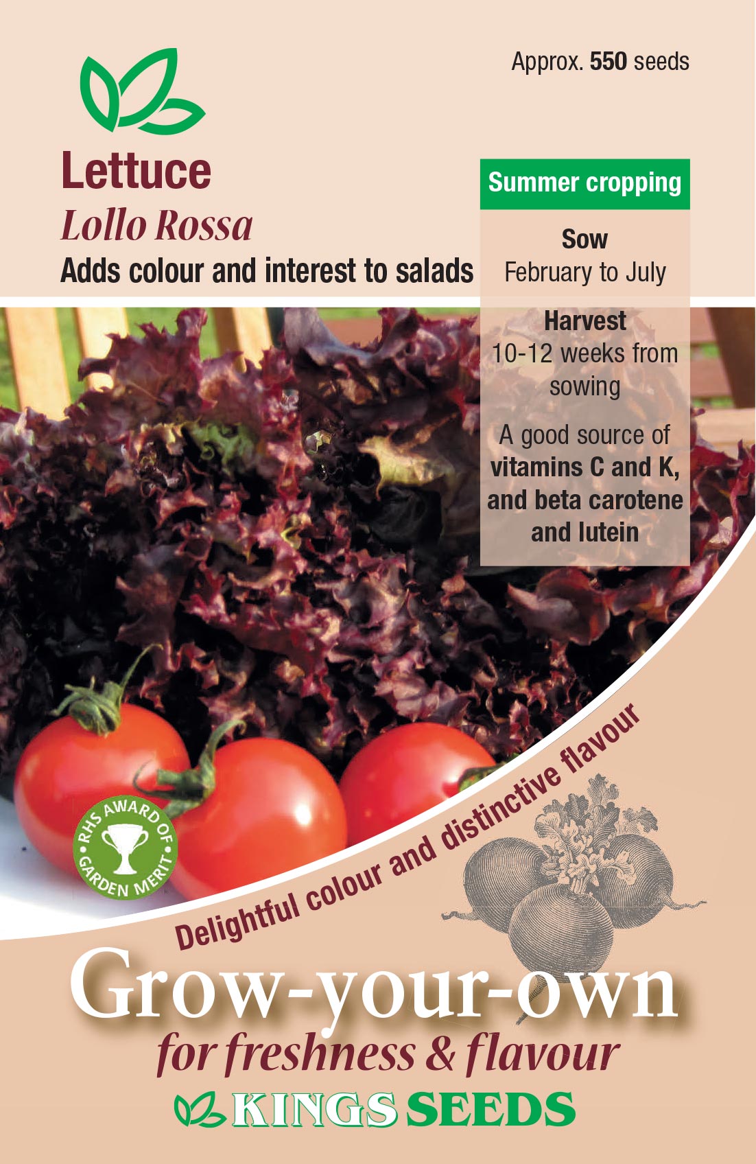 Lettuce Lollo Rossa by Kings Seeds - Mill Race Garden Centre