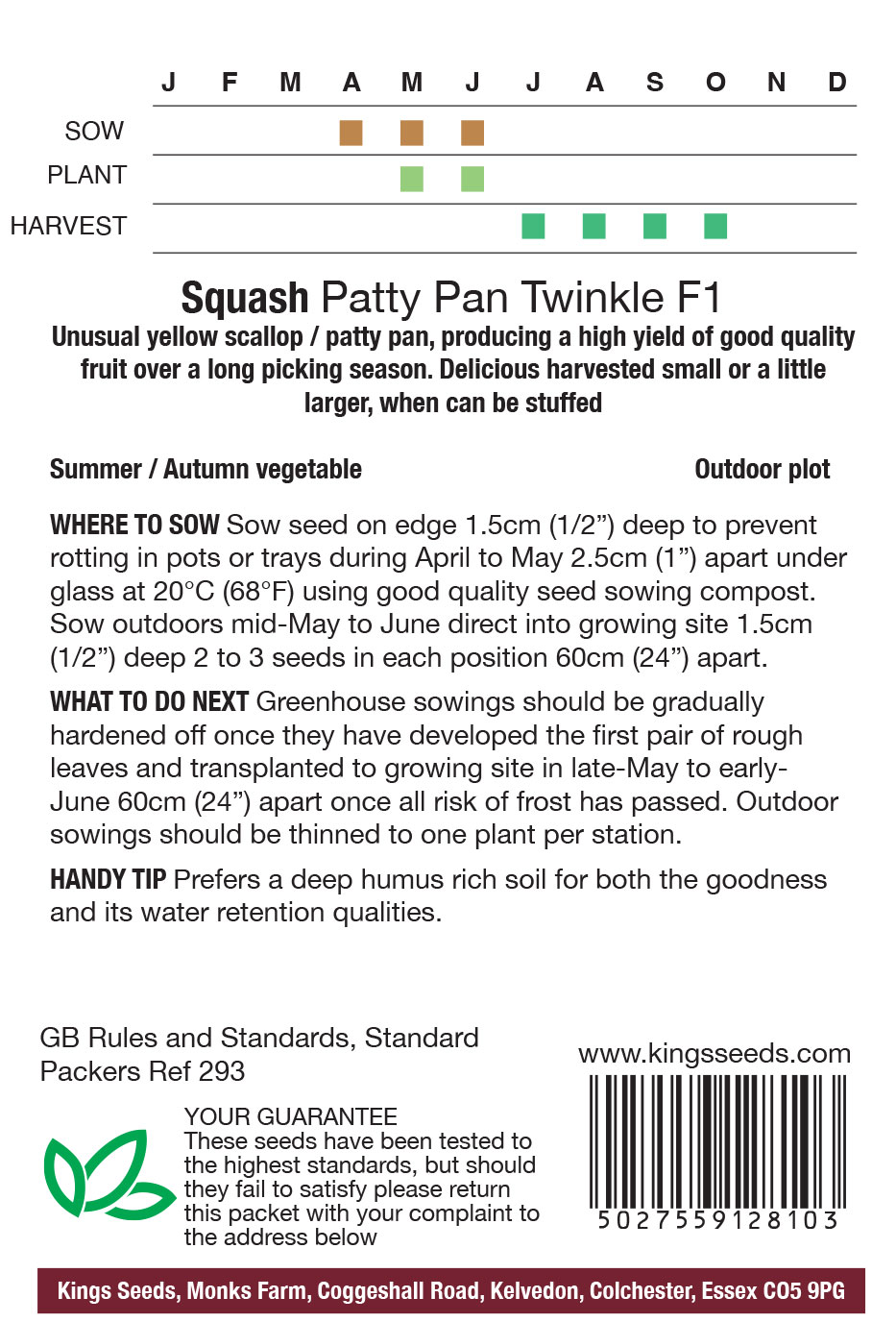 Squash Patty Pan Twinkle F1 Seeds - Mill Race Garden Centre