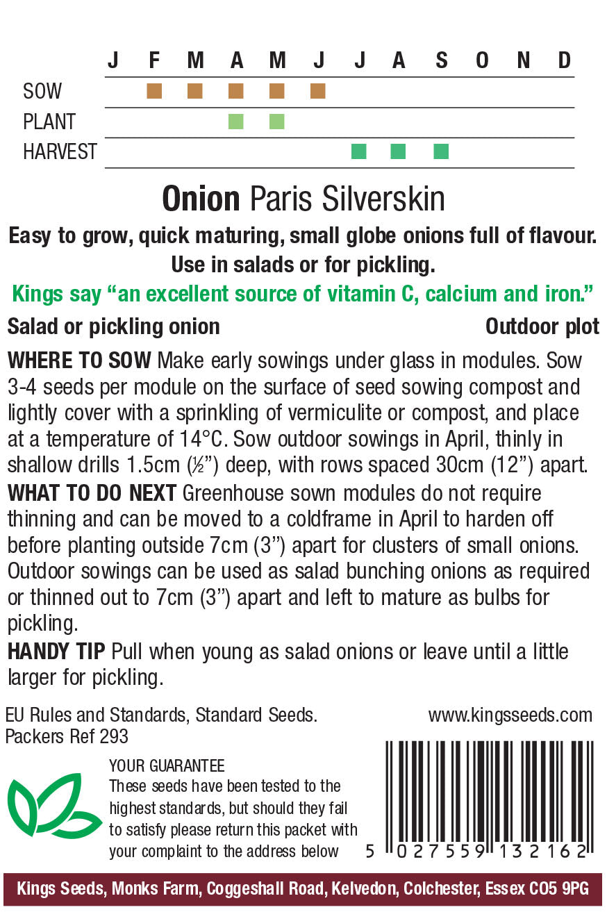 Onion Paris Silverskin - Mill Race Garden Centre