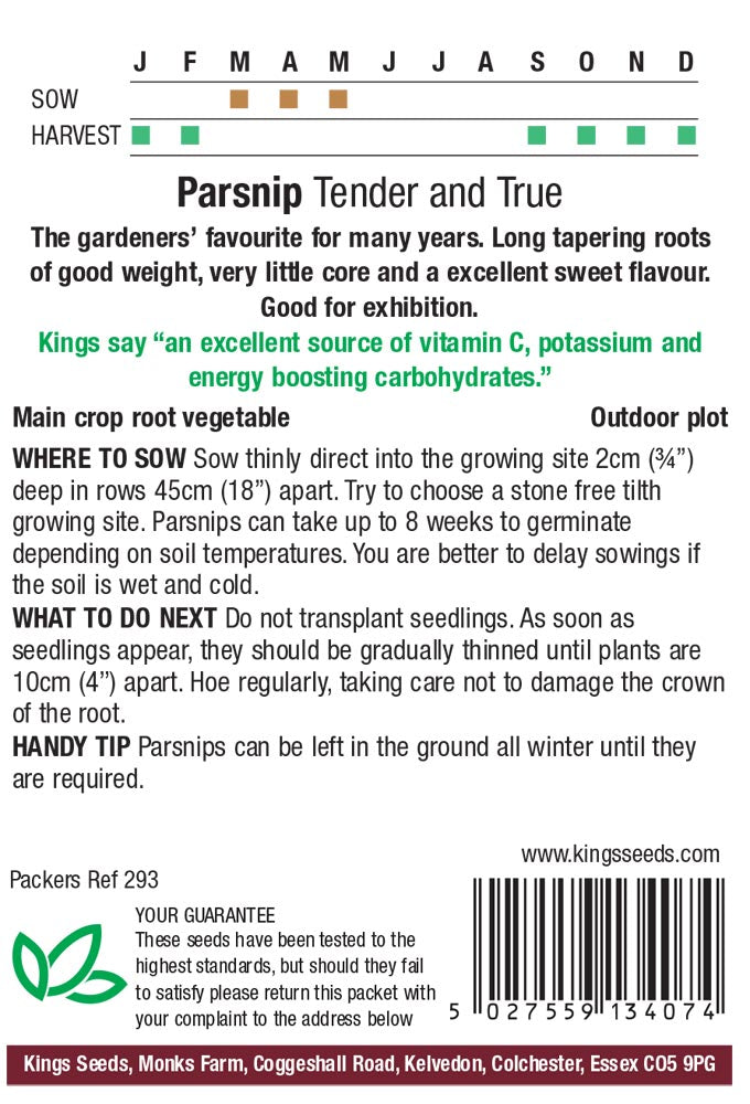Parsnip Tender And True - Mill Race Garden Centre