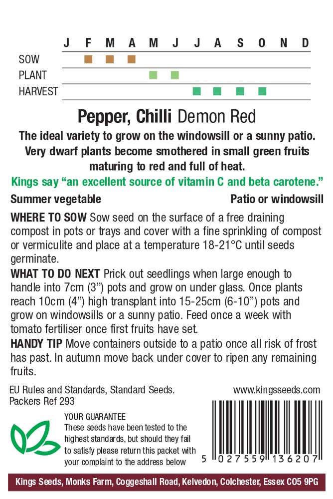 Demon Red Chilli Pepper Seeds - Mill Race Garden Centre
