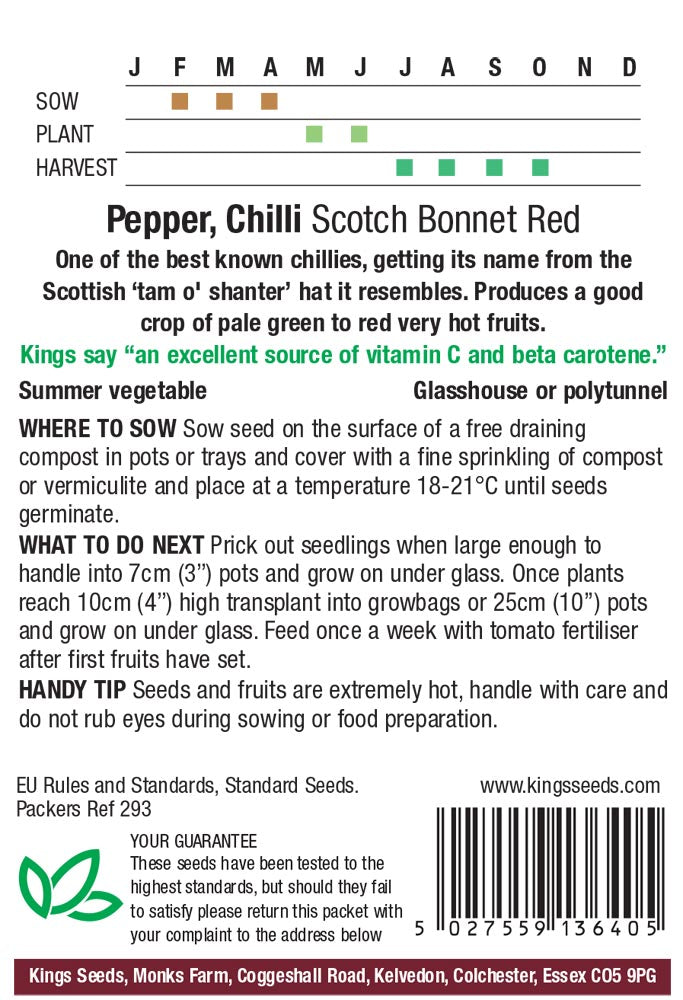 Chilli Scotch Bonnet Red by Kings Seeds - Mill Race Garden Centre