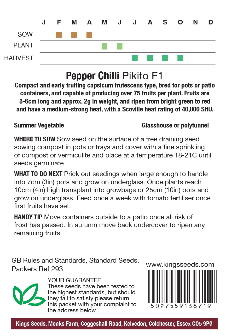 Chilli Pikito F1 Pepper Seeds - Mill Race Garden Centre