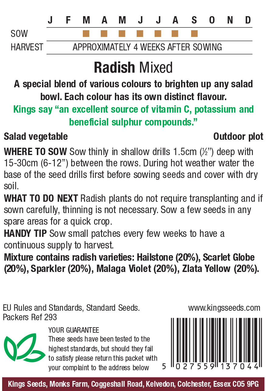 Mixed Organic Radish Seeds - Mill Race Garden Centre