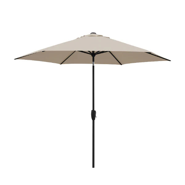Kettler 3m wind-up stone canopy parasol with grey frame, auto tilt, and night cover for outdoor furniture shade.