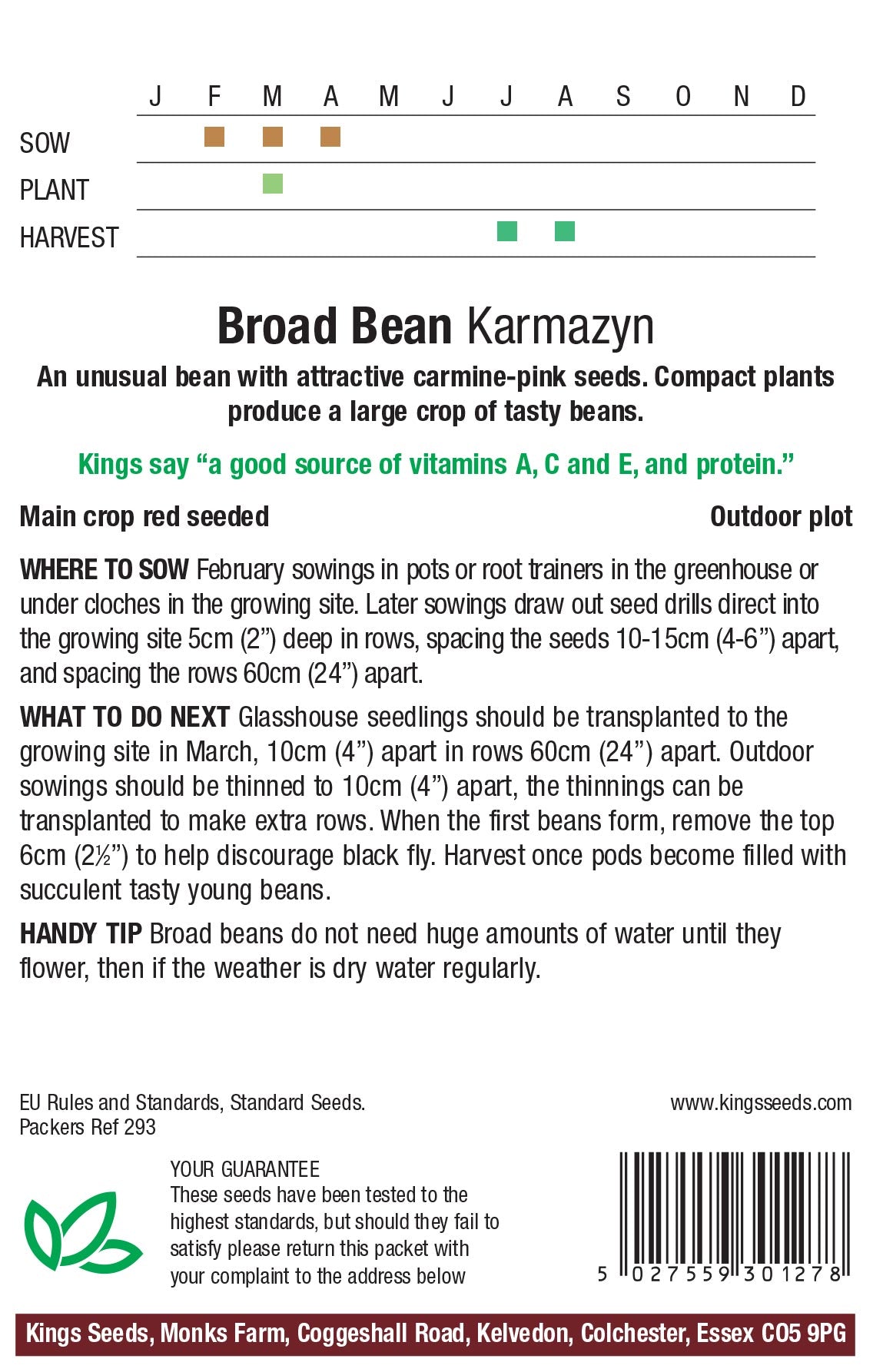 Broad Bean Karmazyn - Mill Race Garden Centre