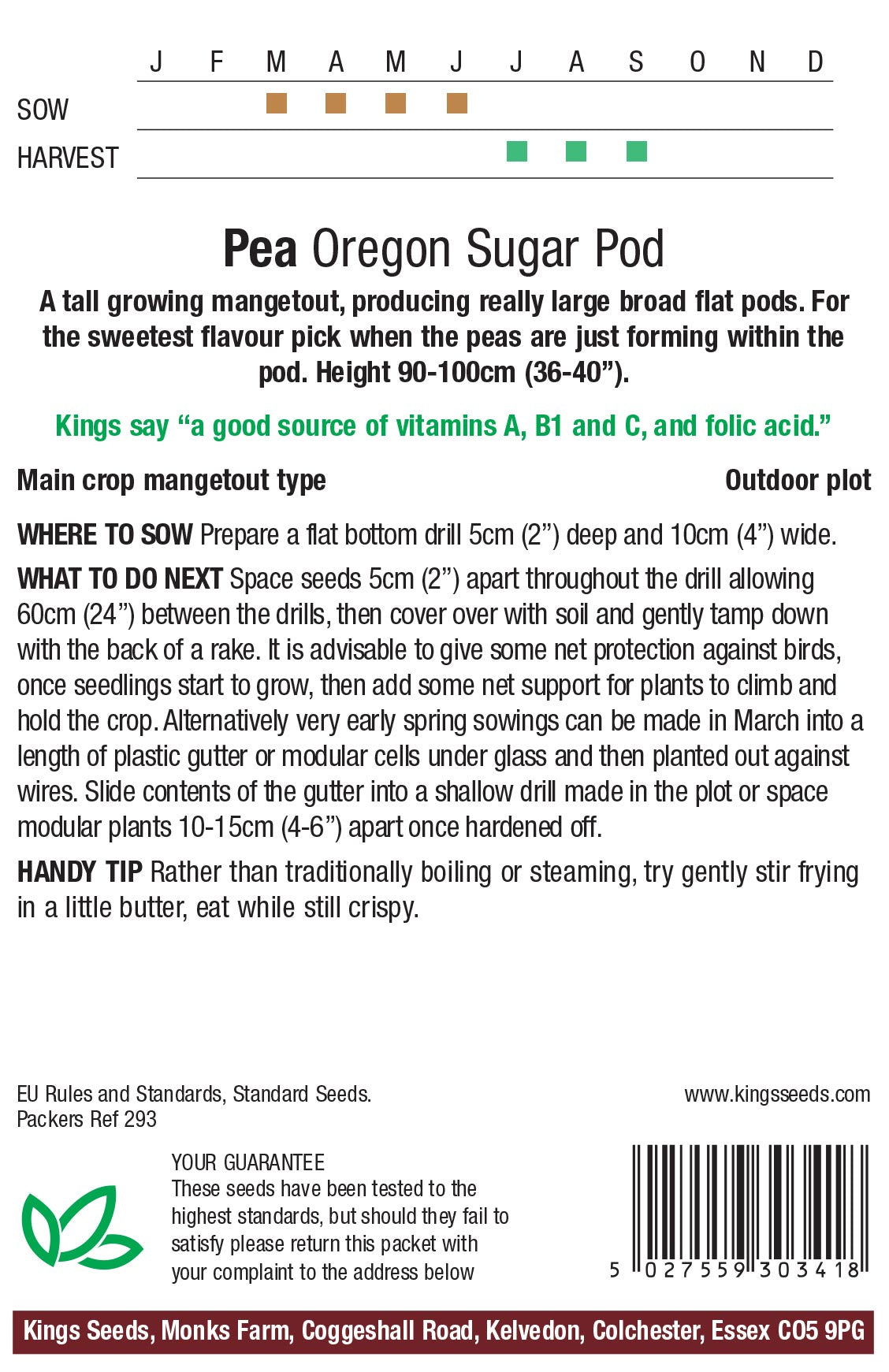 Pea Oregon Sugar Pod - Mill Race Garden Centre