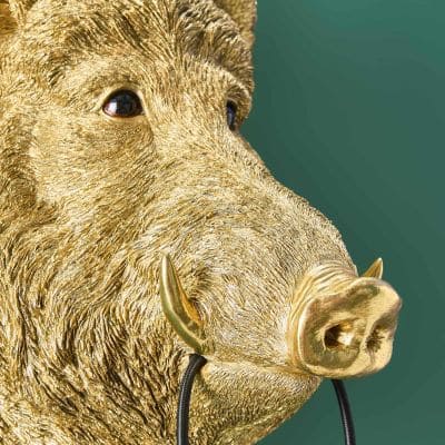 WERNS® Wild Boar / Pig Willy Gold Wall Lamp