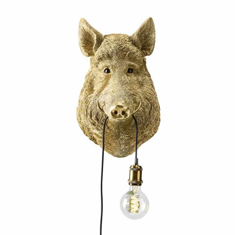 WERNS® Wild Boar / Pig Willy Gold Wall Lamp