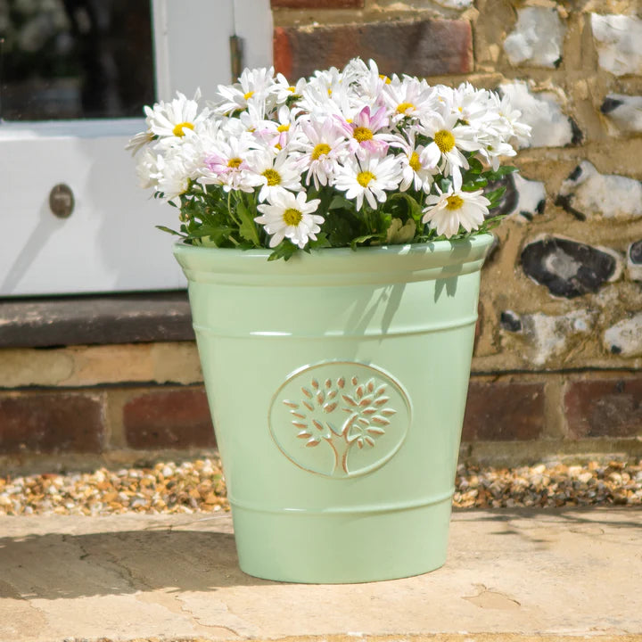 Mint green Creekwood 40cm Blenheim planter for indoor and outdoor garden plants, stylish and durable garden plant pot.