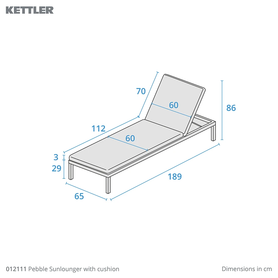 Kettler Pebble Sun lounger With Cushion - Mill Race Garden Centre