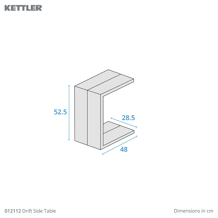 Kettler Pebble Drift side table with metal frame and textured pebble finish, modern furniture piece for living space.