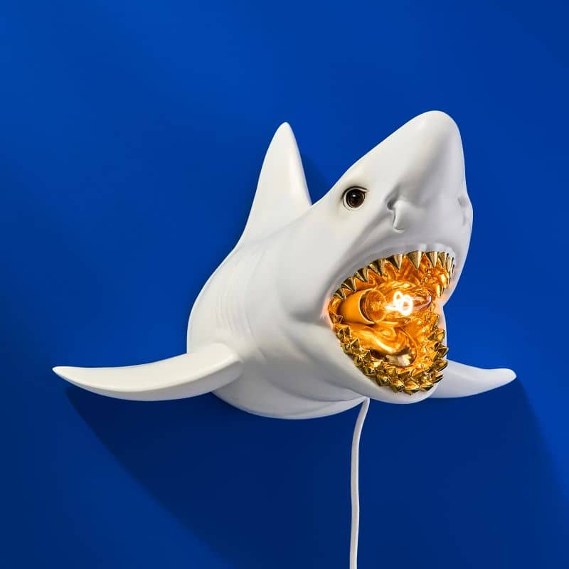 WERNS® Sharky Shark White/Gold Wall Lamp