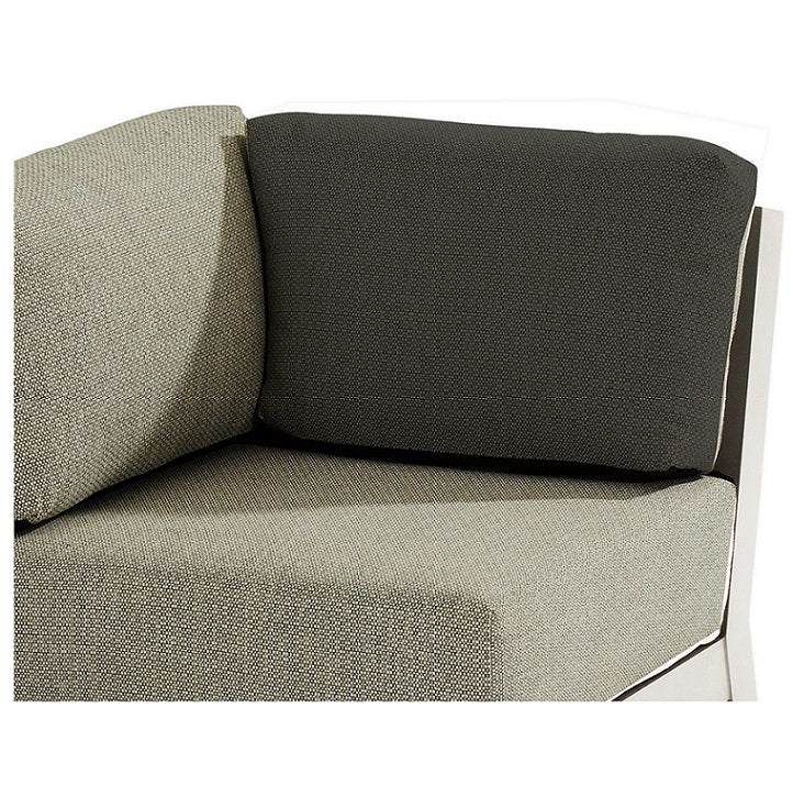 4 Seasons Outdoors Meteoro Patio Filler - Corner Furniture Set with Arm Cushions and High Coffee Table, Rug, Large Parasol and Base - Mill Race Garden Centre