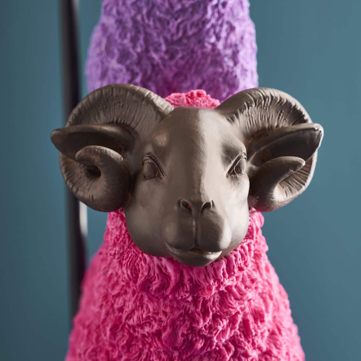 Colorful pink sheep table lamp by Werner Vob, luxury designer statement lighting for indoor home decor.