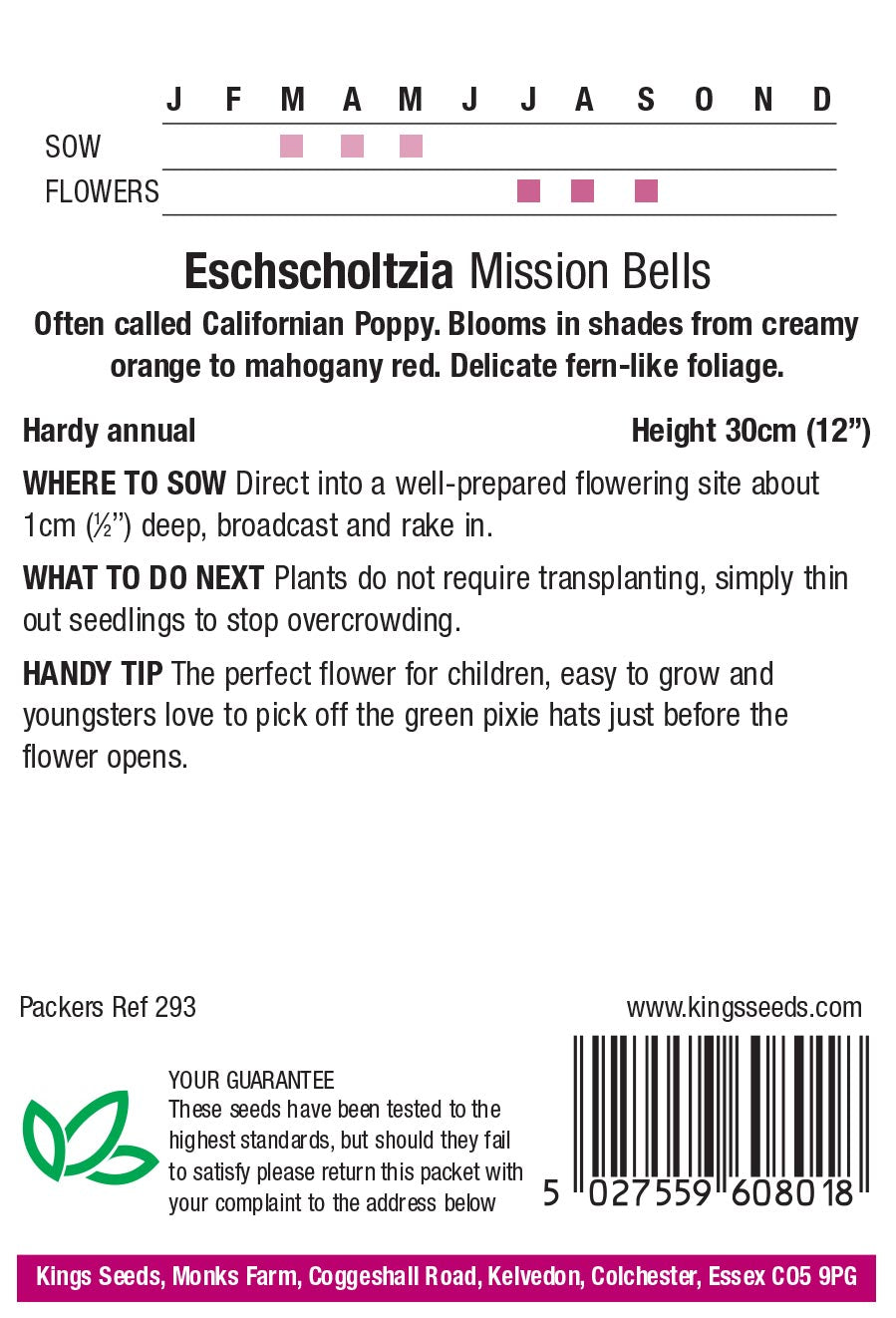 Eschscholtzia Mission Bells by Kings Seeds - Mill Race Garden Centre