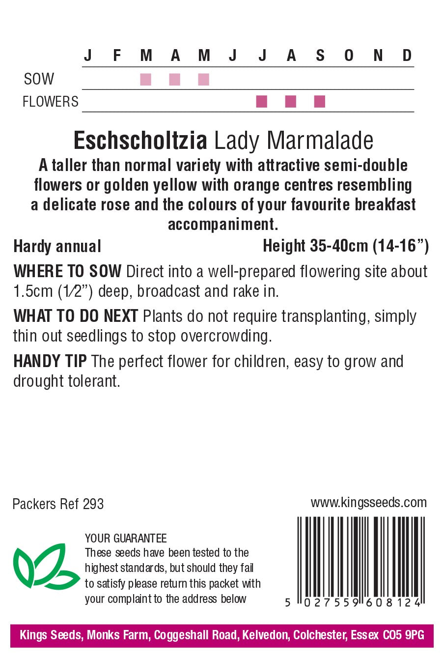 Eschscholzia Lady Marmalade by Kings Seeds - Mill Race Garden Centre