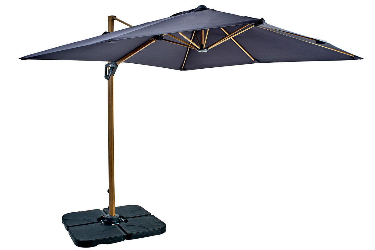 Hartman Aegean square cantilever parasol in dark grey, outdoor garden furniture shade with sturdy frame and fabric canopy.