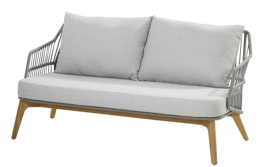 4 Seasons Outdoor Ancora Lounge Set – 2 Armchairs, 2.5-Seater Sofa, Footstool & 90cm Round Teak Coffee Table - Mill Race Garden Centre