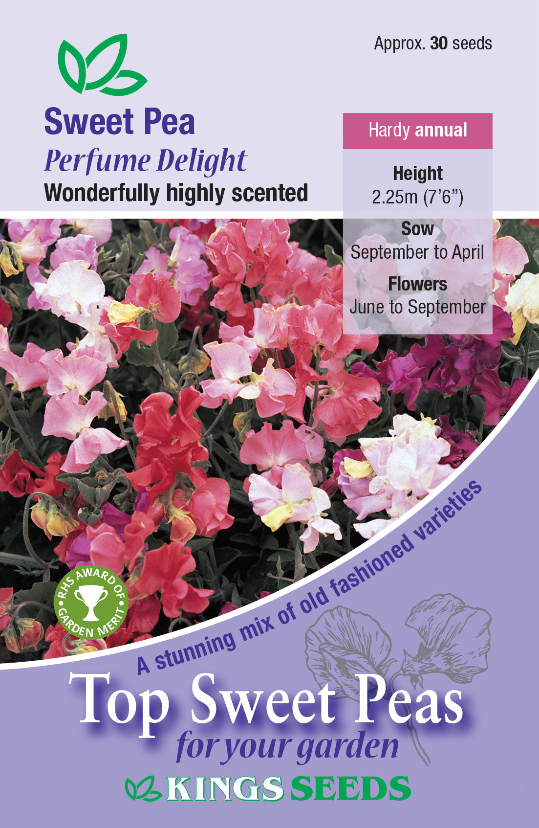 Kings Seeds Sweet Pea Perfume Delight - Mill Race Garden Centre