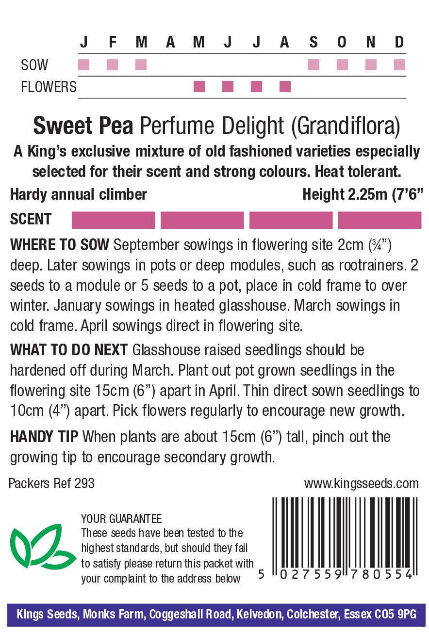 Kings Seeds Sweet Pea Perfume Delight - Mill Race Garden Centre