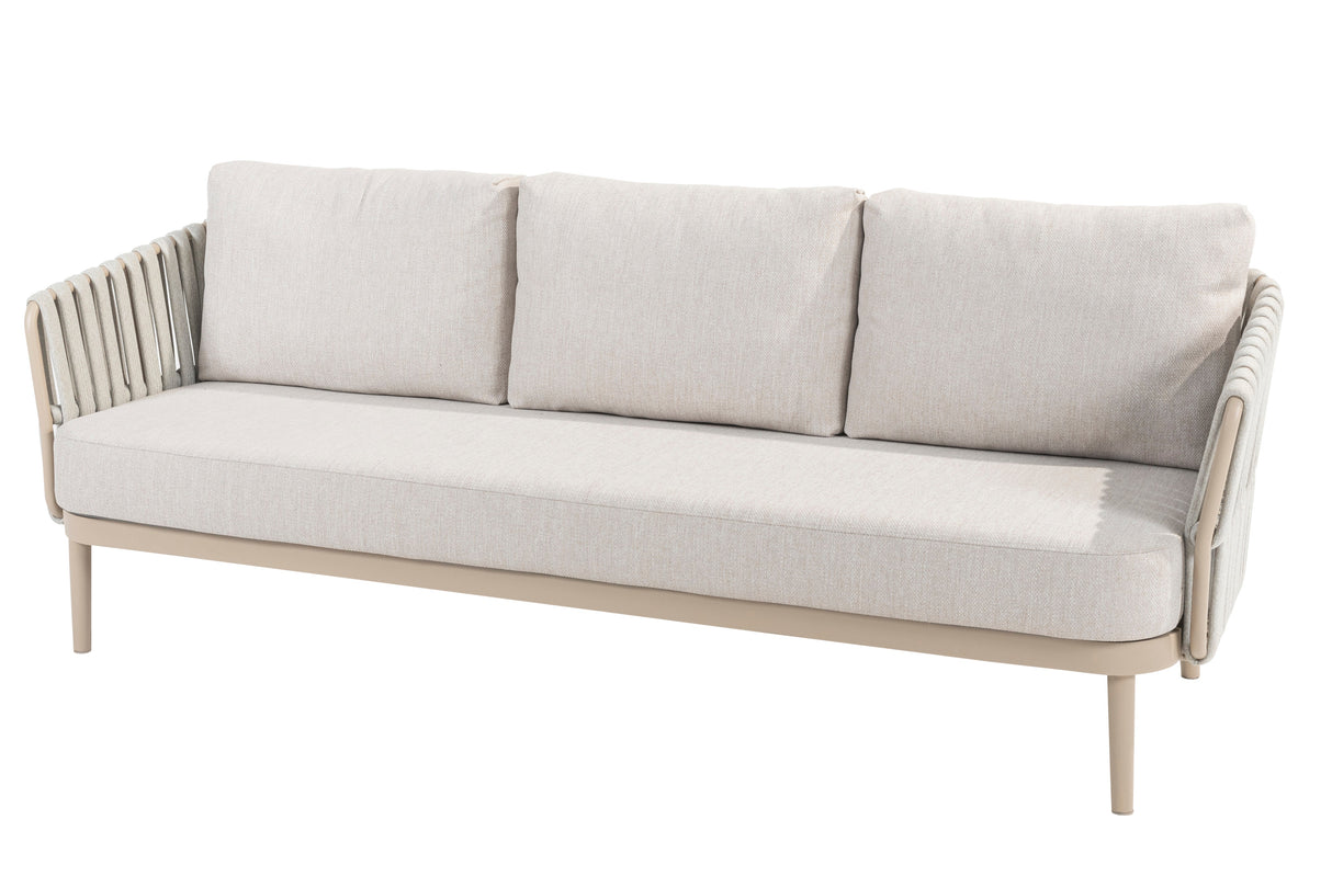 4 Seasons Outdoor Eva lounge set with 3-seater sofa, two Monroe coffee tables, outdoor metal furniture for patio relaxation