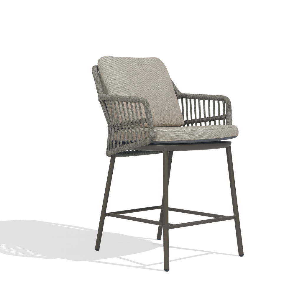 4 Seasons Outdoor Alicante 4-seat dining set with metal frame and Manolo 180cm ceramic dining table, includes two cushions.