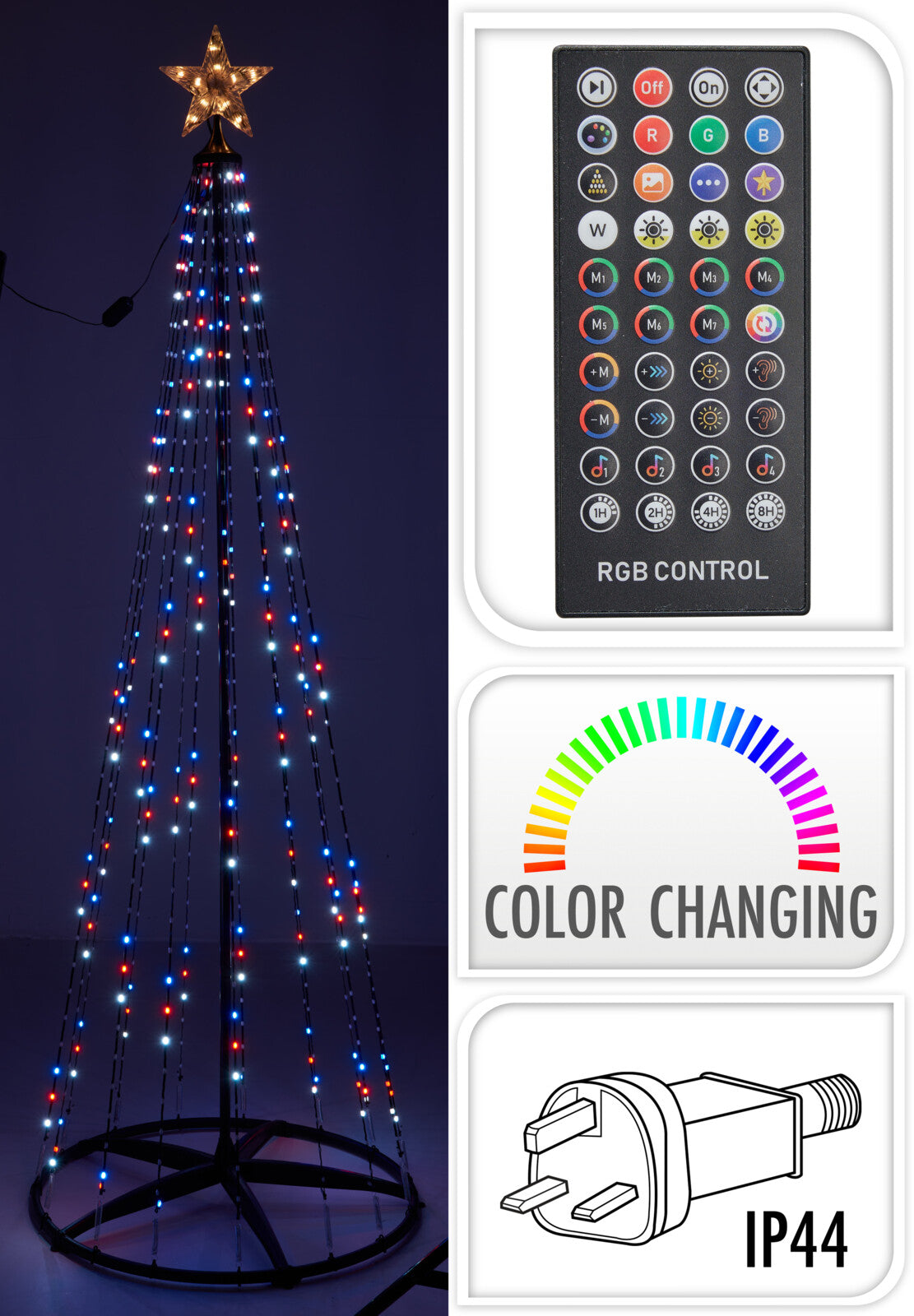 Koopman black skeleton tree, 210cm with 550 RGB LED lights and app and remote control