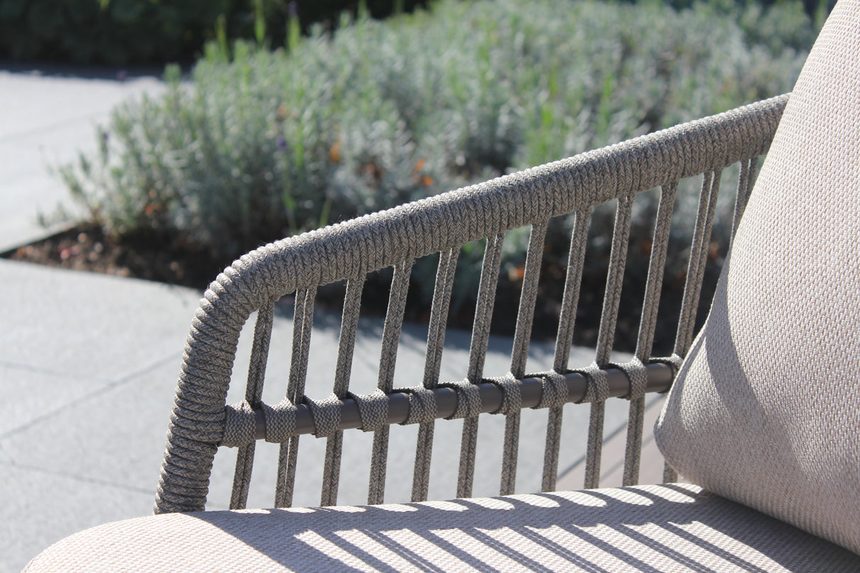 4 Seasons Outdoor Alicante 4-seat metal dining set with Manolo 180cm ceramic high dining table and Terre dining chairs.