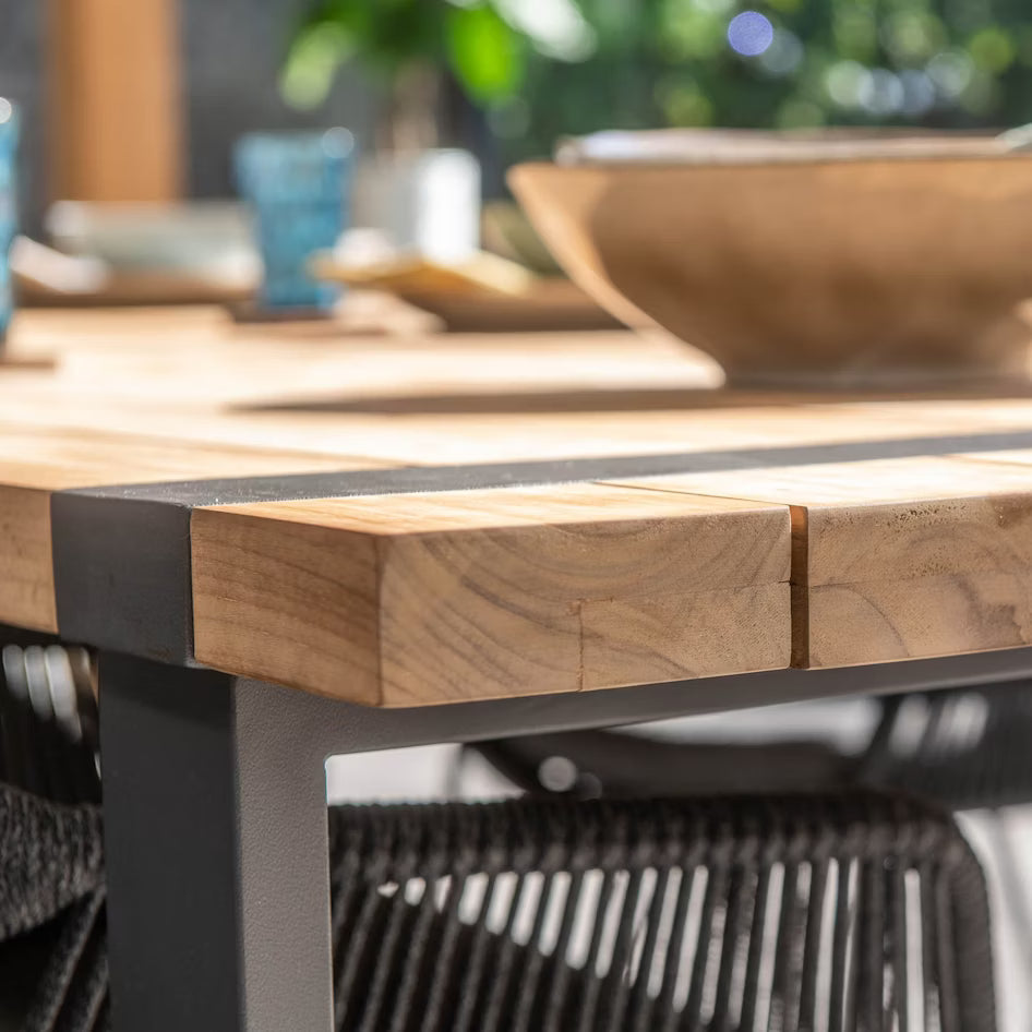 4 Seasons 240cm Alto Teak Dining Table with Anthracite Frame - Mill Race Garden Centre