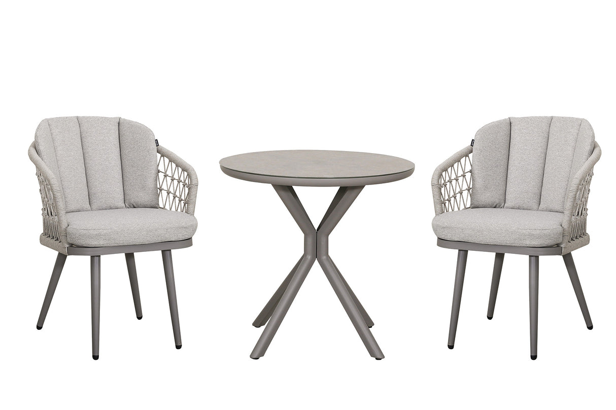 Hartman Aries Bistro Set with metal table and two chairs, outdoor furniture for patio or garden use.