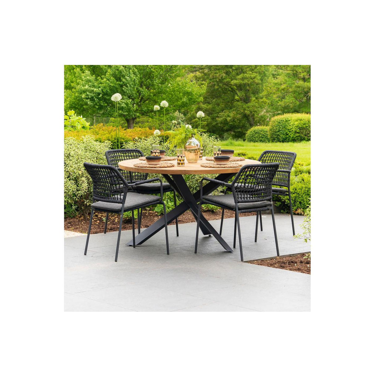 4 Seasons Outdoor Barista 4 Seat Round Dining Set. - Mill Race Garden Centre