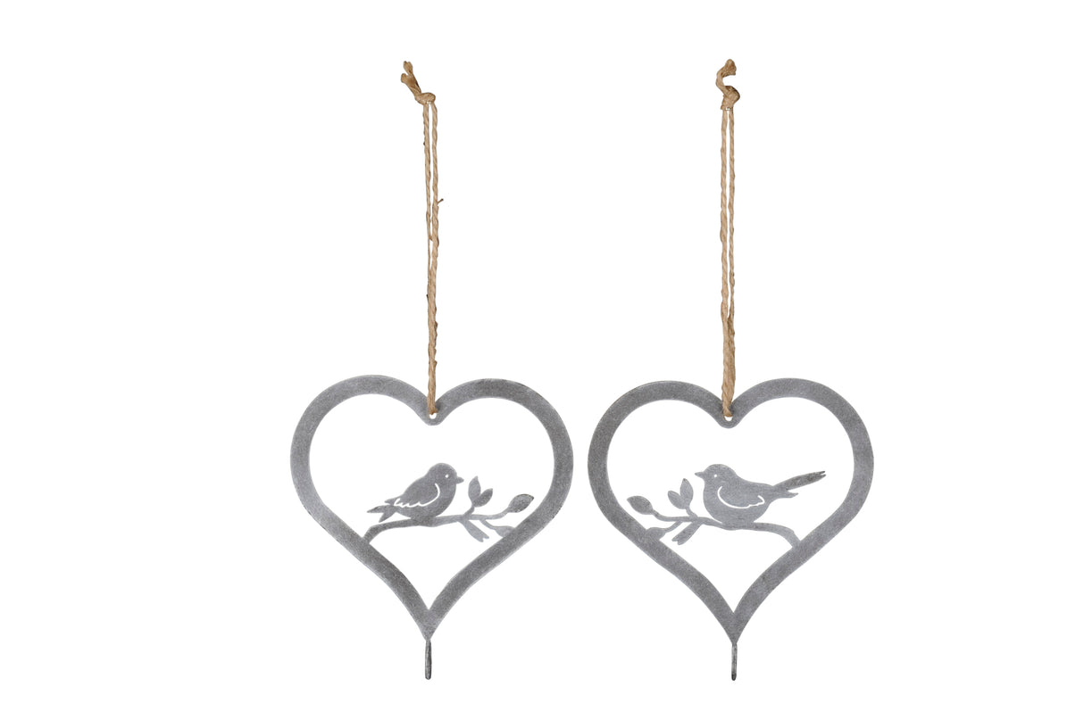 Grey Bird in Heart Bird Feeder Hanger Assorted - Mill Race Garden Centre