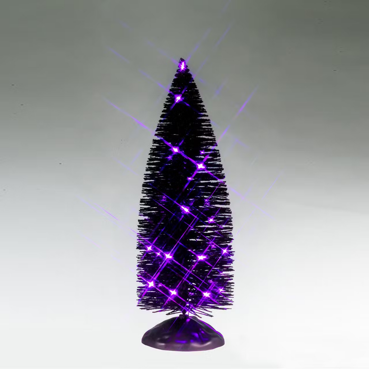 Black Bristle Tree With Purple Lights B/O (4.5V) Lemax Christmas Spooky Town Tree - Mill Race Garden Centre