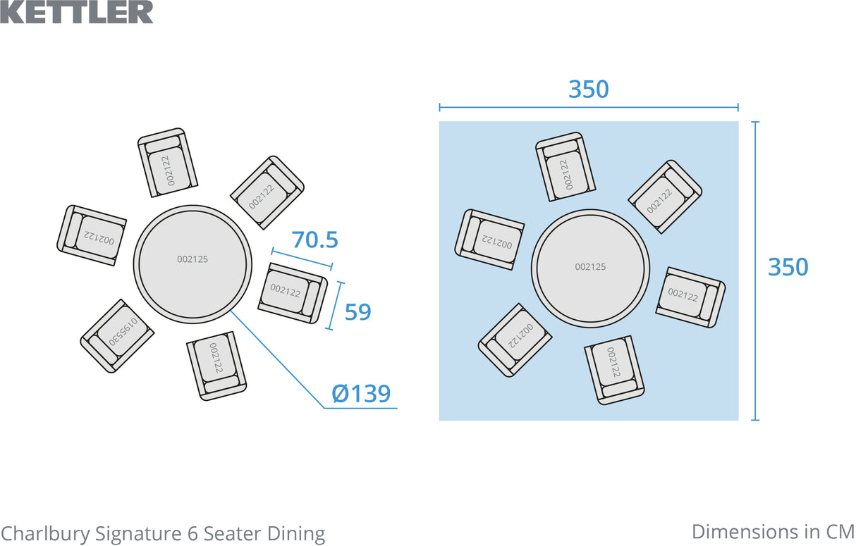 Kettler Charlbury Signature 6 Seat Round Dining Set - Mill Race Garden Centre