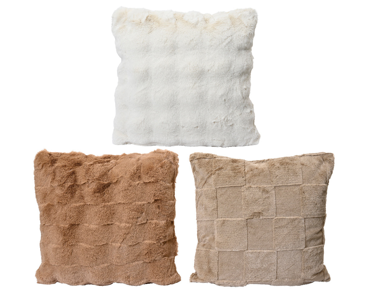 45cm Rabbit Hair Square Cushion Assorted by Kaemingk - Mill Race Garden Centre