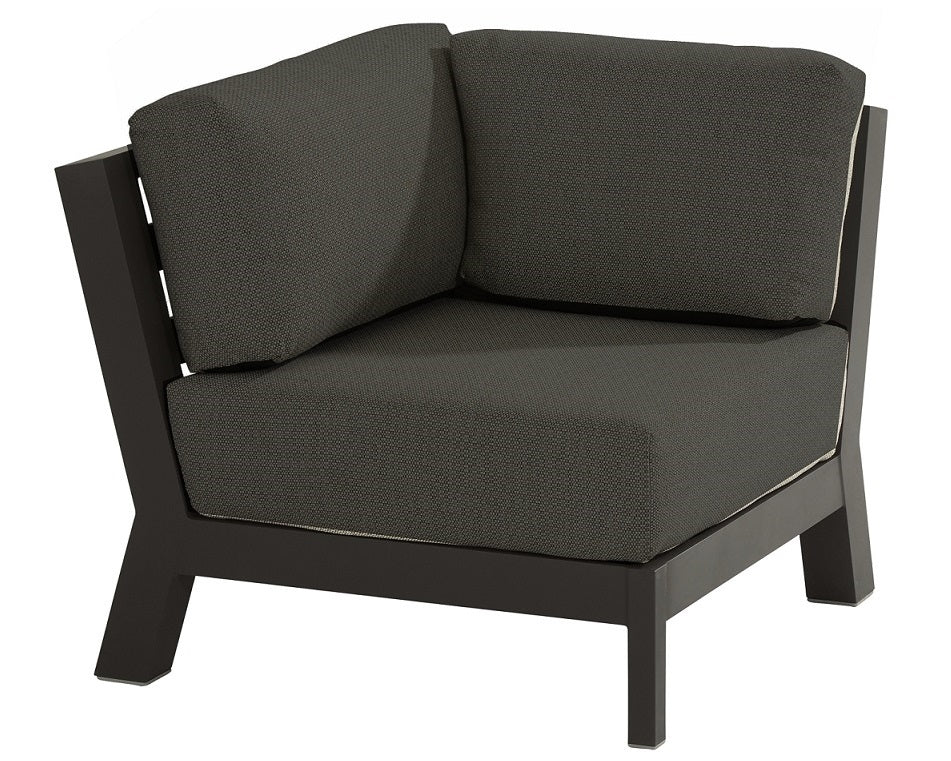 4 Seasons Outdoors Meteoro Patio Filler - Corner Furniture Set with Arm Cushions and High Coffee Table, Rug, Large Parasol and Base - Mill Race Garden Centre