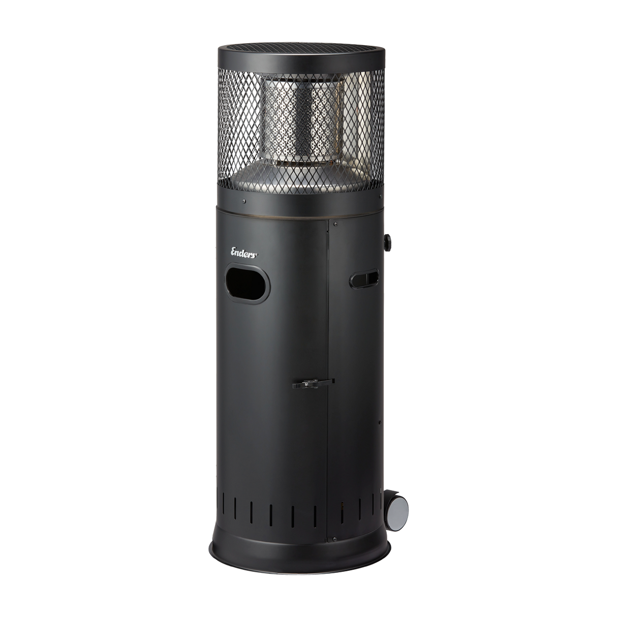 Enders POLO® Black 2.0 patio heater with reflector, compact outdoor gas heater, made of metal, for outdoor heating.
