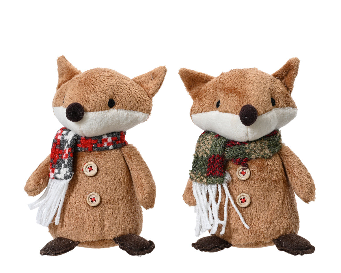 15cm Fox with Scarf Decoration Assorted by Kaemingk - Mill Race Garden Centre