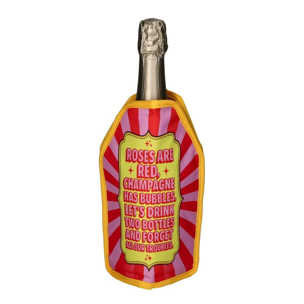 Gift Company Froid Cooling Sleeve with roses design, keeps wine bottle cool, decorative wine bottle cooler for gifts.