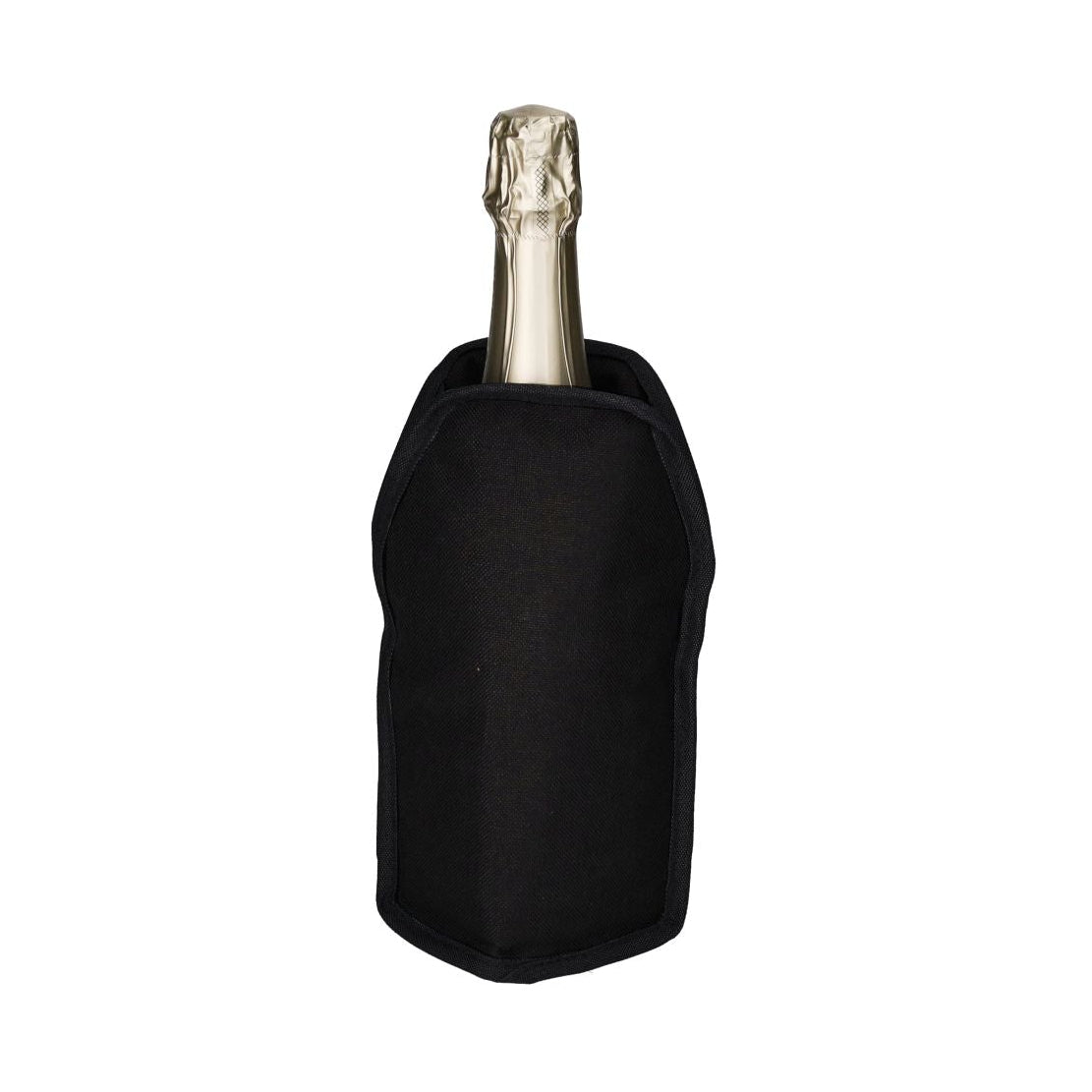 Gift Company Froid Cooling Sleeve with Wine & Dine design, black insulated wine bottle cooler for keeping beverages chilled.